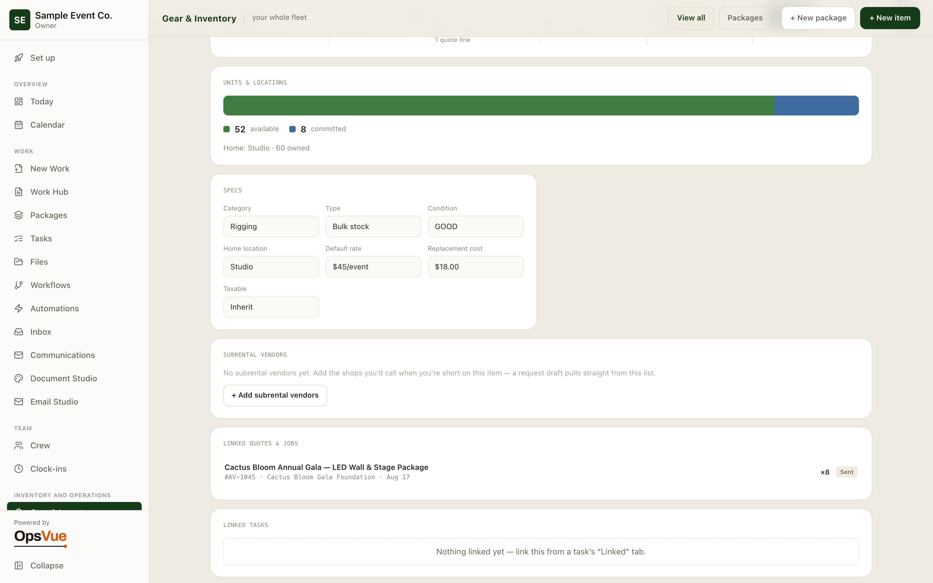 Gear & Inventory — Pricing & money