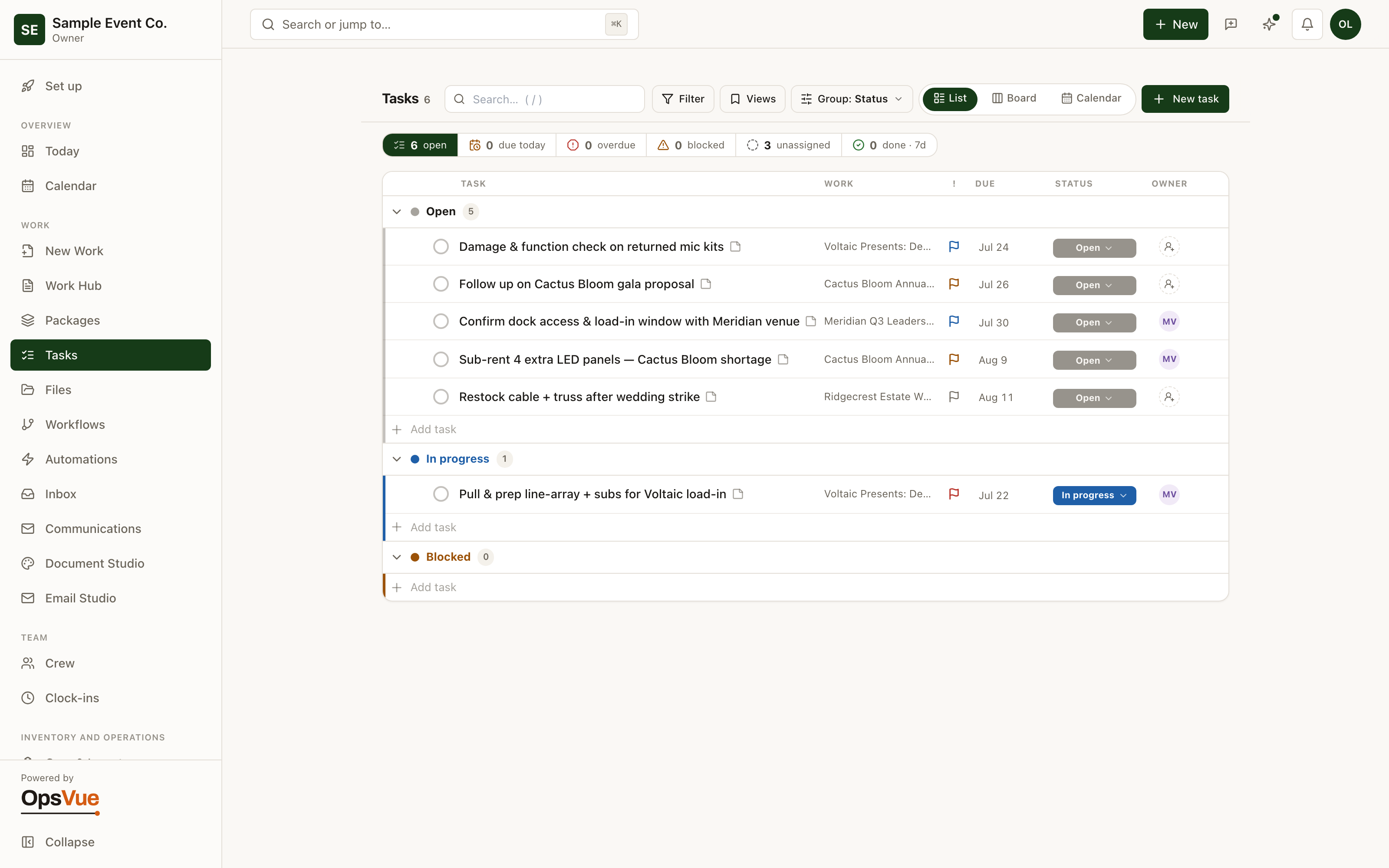 Tasks — List