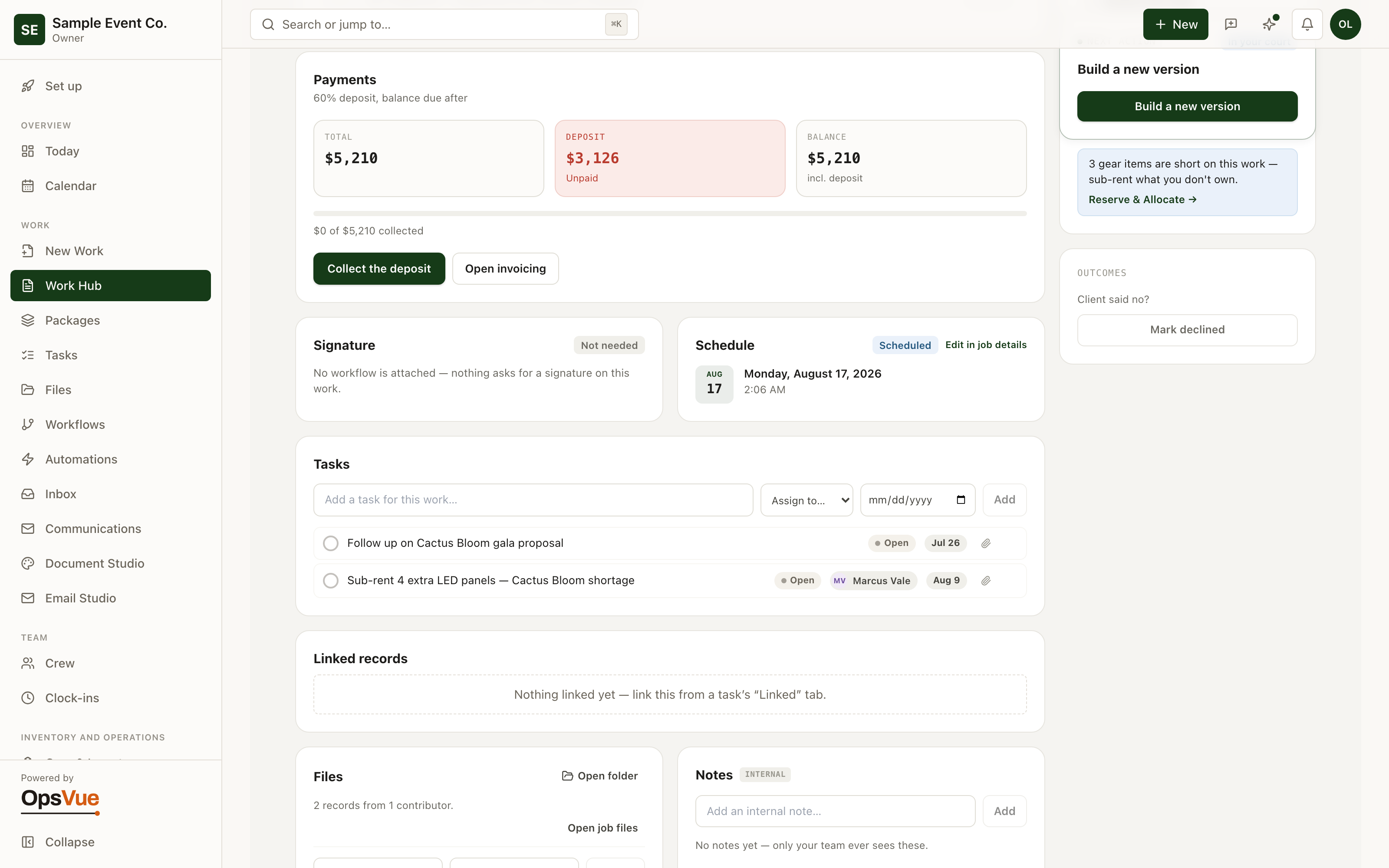 Work Hub — Generate invoices