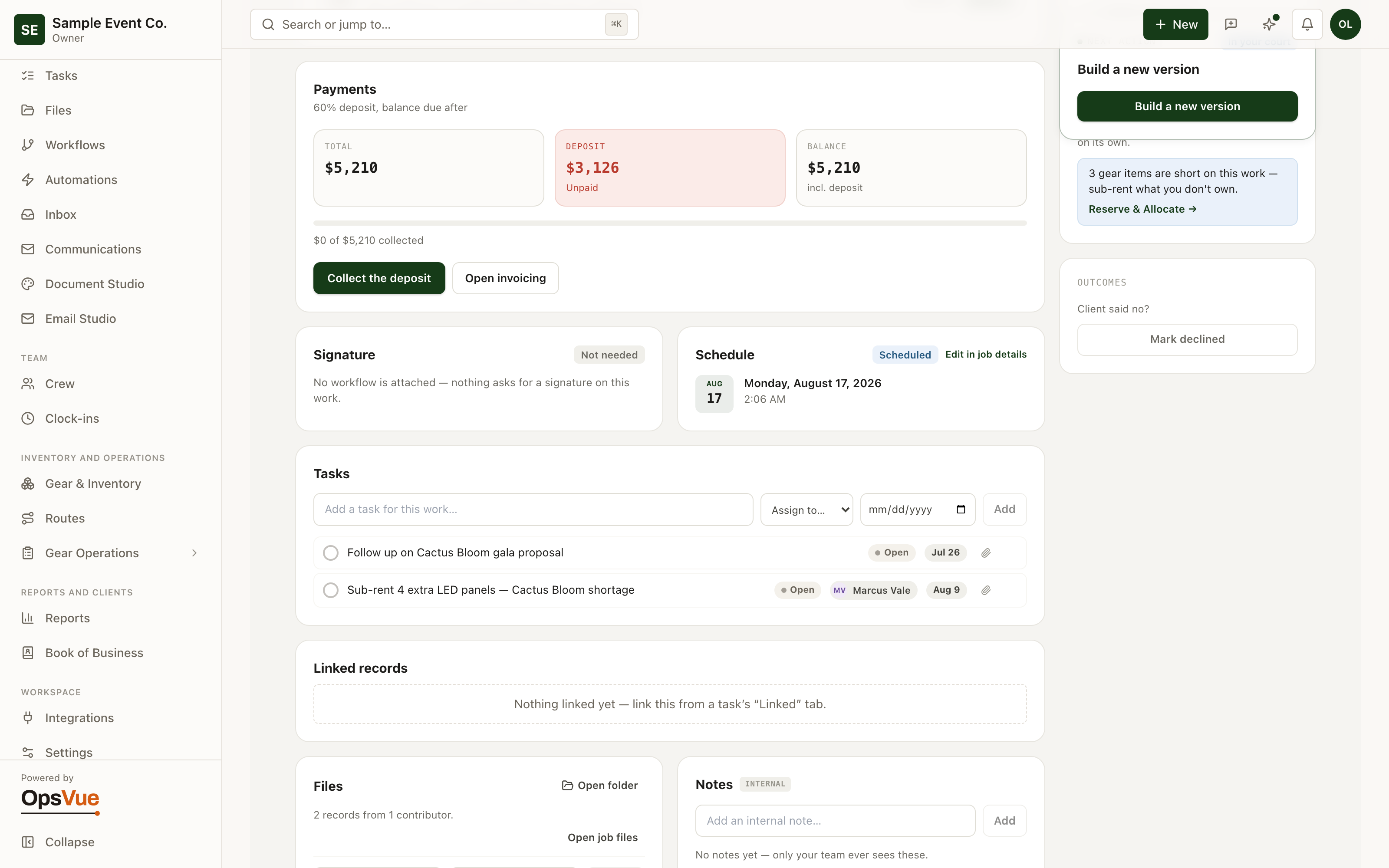Work Hub — Tasks & activity